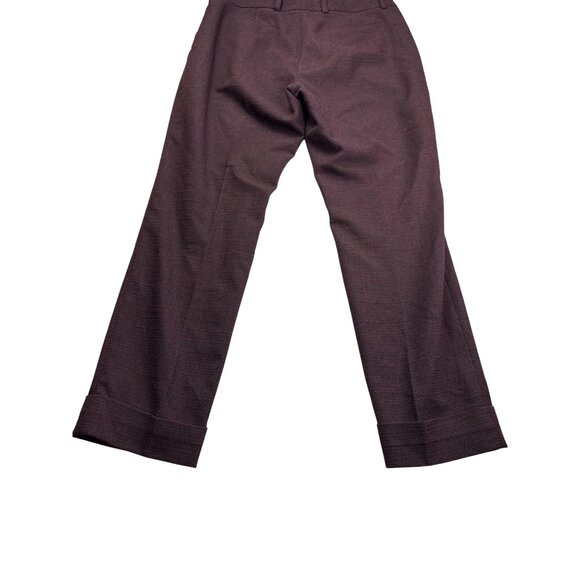 T Tahari Womens Burgundy Black Textured Dress Pants Size 10 Ankle Slim - Picture 6 of 8